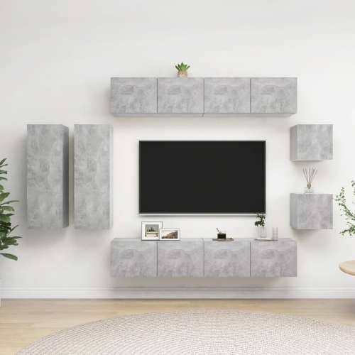 8-dijelni set TV ormarića siva boja betona konstruirano drvo Beton siva 8 80 cm Cijena