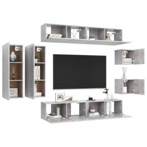 8-dijelni set TV ormarića siva boja betona konstruirano drvo - Beton siva 8 80 cm Cijena