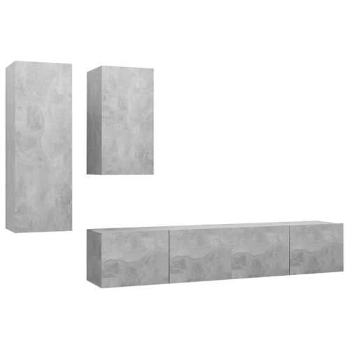 4-dijelni set TV ormarića siva boja betona konstruirano drvo - Beton siva 4 80 cm Cijena