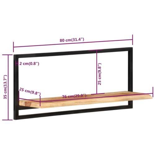 Zidne police 2 kom 80 x 25 x 35 cm masivni bagrem i čelik  - 80 x 25 x 35 cm 2 1 Cijena