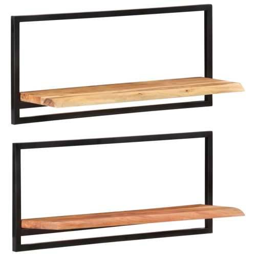 Zidne police 2 kom 80 x 25 x 35 cm masivni bagrem i čelik  - 80 x 25 x 35 cm 2 1 Cijena