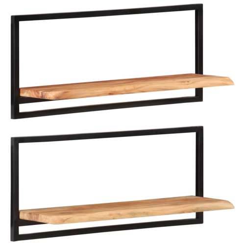 Zidne police 2 kom 80 x 25 x 35 cm masivni bagrem i čelik  - 80 x 25 x 35 cm 2 1 Cijena