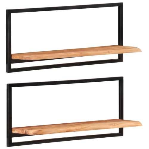 Zidne police 2 kom 80 x 25 x 35 cm masivni bagrem i čelik  - 80 x 25 x 35 cm 2 1 Cijena