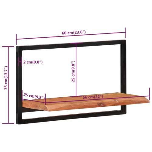 Zidne police 2 kom 60 x 25 x 35 cm masivni bagrem i čelik Cijena