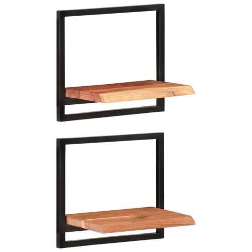 Zidne police 2 kom 40 x 24 x 35 cm masivni bagrem i čelik  - 40 x 24 x 35 cm 2 1 Cijena