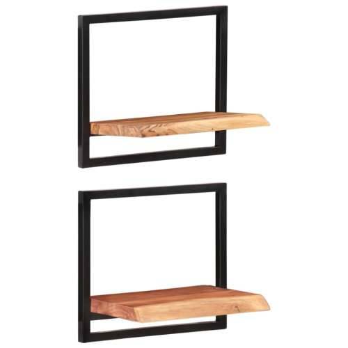 Zidne police 2 kom 40 x 24 x 35 cm masivni bagrem i čelik  - 40 x 24 x 35 cm 2 1 Cijena