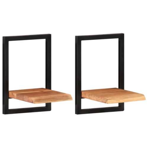 Zidne police 2 kom 25 x 25 x 35 cm masivni bagrem i čelik  - 25 x 25 x 35 cm 2 1 Cijena