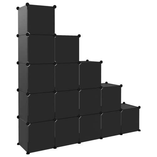 Kockasti organizator za pohranu s 15 kocki crni PP - Crna 155 x 32 x 153.5 cm 1 Cijena