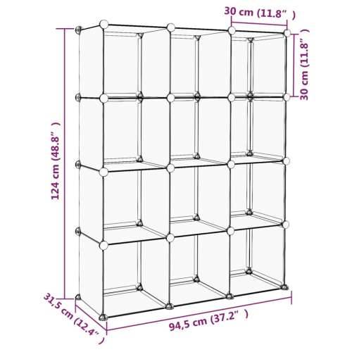 Kockasti organizator za pohranu s 12 kocki prozirni PP - Transparentan 94.5 x 31.5 x 124 cm 1 Cijena