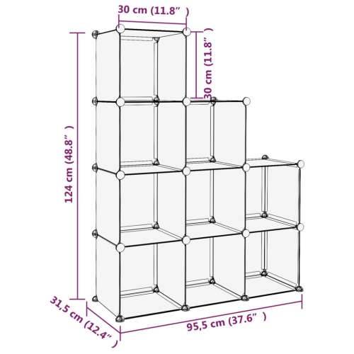 Kockasti organizator za pohranu s 9 kocki prozirni PP - Transparentan 95.5 x 31.5 x 124 cm 1 Cijena