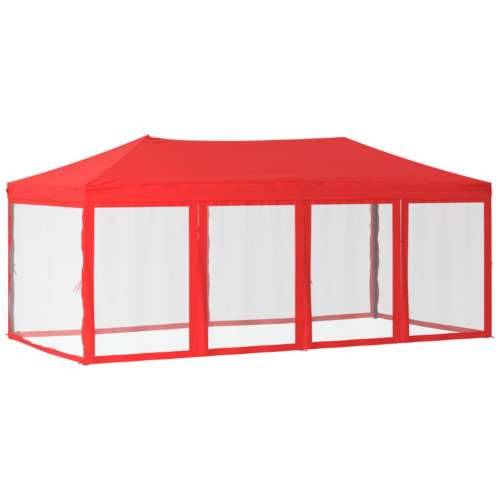 Sklopivi šator za zabave s bočnim zidovima 3 x 6 m Crvena Cijena