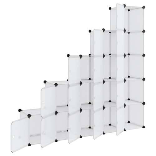 Kockasti organizator za pohranu 15 kocki i vrata prozirni PP prozirni i bijeli 155 x 32 x 153.5 cm 1 Cijena