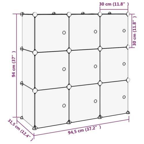 Kockasti organizator za pohranu s 9 kocki i vratima prozirni PP - prozirni i bijeli 94.5 x 31.5 x 94 cm 1 Cijena