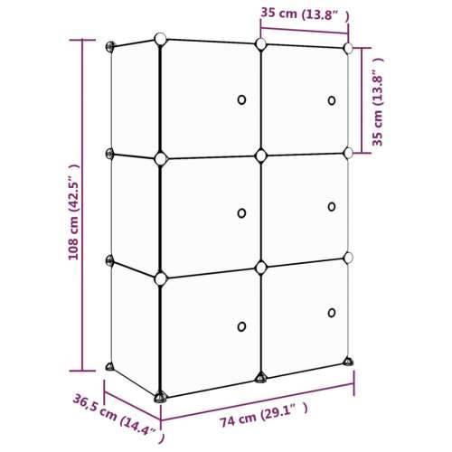 Dječji kockasti ormarić za pohranu sa 6 kocka ružičasti PP - Ružičasta 74 x 36.5 x 108 cm 1 Cijena