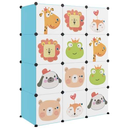 Dječji kockasti ormarić za pohranu s 12 kocki plavi od PP-a - Plava 110 x 46.5 x 144 cm 1 Cijena