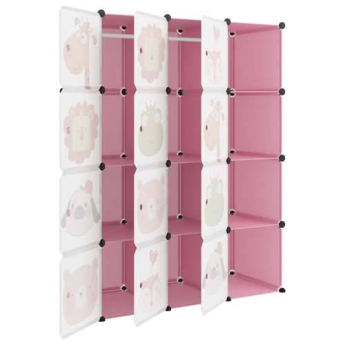 Dječji kockasti ormarić za pohranu s 12 kocki ružičasti PP - Ružičasta 110 x 46.5 x 144 cm 1 Cijena