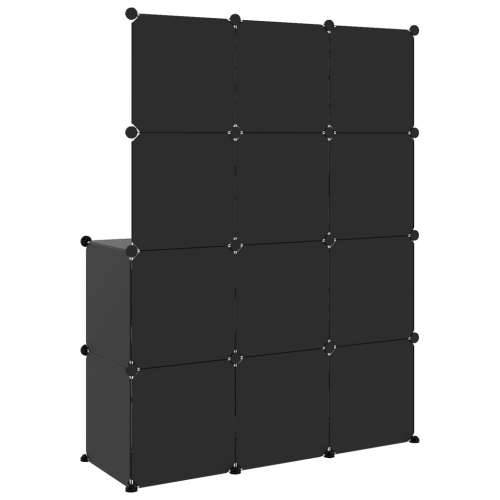 Dječji kockasti ormarić za pohranu s 10 kocki crni od PP-a - Crna 110 x 46.5 x 144 cm 1 Cijena