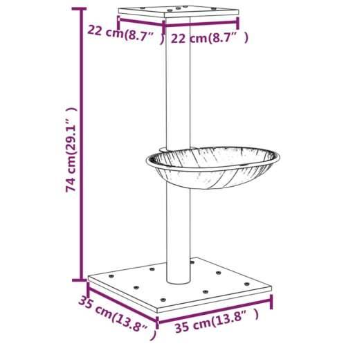Penjalica za mačke - Kuća za mačke - Grebalica sa stupom za grebanje svjetlosiva 74 cm - Svjetlosiva Cijena