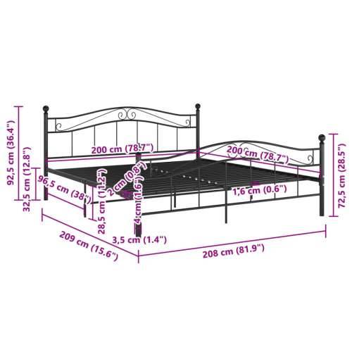 Okvir za krevet crni metalni 200 x 200 cm - Crna 200 x 200 cm Cijena