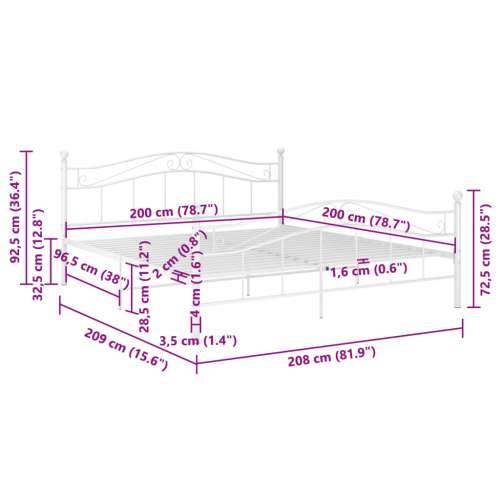 Okvir za krevet bijeli metalni 200 x 200 cm - Bijela 200 x 200 cm Cijena