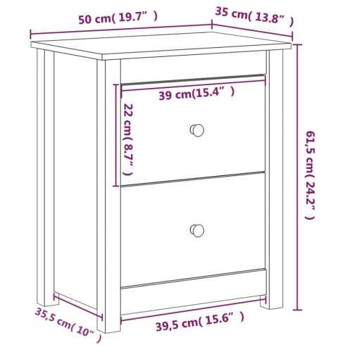 Noćni ormarić 50x35x61,5 cm od masivne borovine Prirodna 1 Cijena