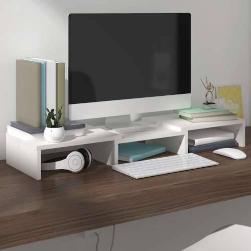 Stalak za monitor bijeli 60 x 24 x 10,5 cm od masivne borovine - Bijela 1 60 cm Cijena