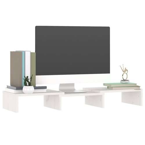 Stalak za monitor bijeli 60 x 24 x 10,5 cm od masivne borovine - Bijela 1 60 cm Cijena