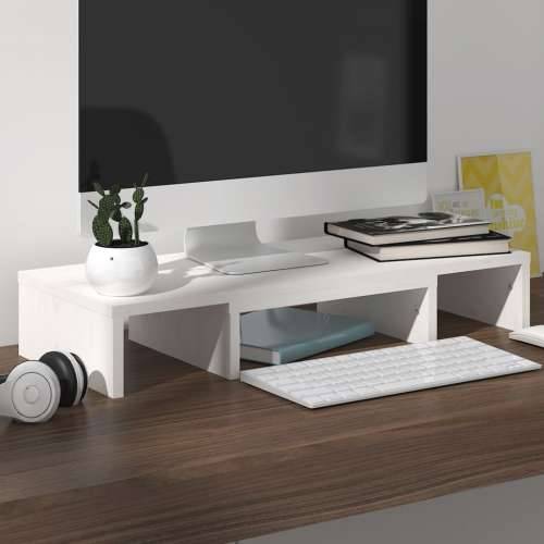 Stalak za monitor bijeli 60 x 24 x 10,5 cm od masivne borovine - Bijela 1 60 cm Cijena