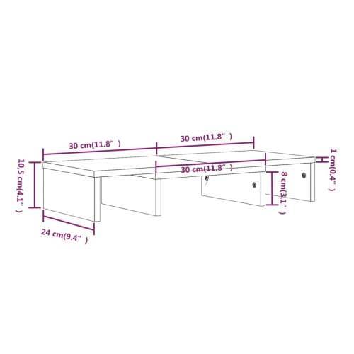 Stalak za monitor boja meda 60x24x10,5 cm od masivne borovine - boja meda 1 60 cm Cijena