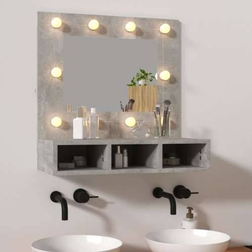 Kupaonski ormarić s ogledalom LED boja betona 60 x 31,5 x 62 cm
