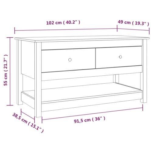 Stolić za kavu 102x49x55 cm od masivne borovine Prirodna 1 Cijena