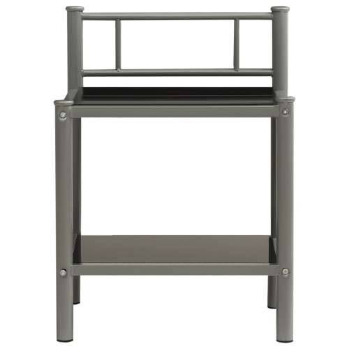 Noćni ormarić sivo-crni 45 x 34,5 x 60,5 cm od metala i stakla - Siva i crna 1 Cijena