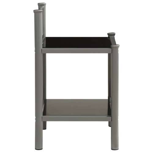 Noćni ormarić sivo-crni 45 x 34,5 x 60,5 cm od metala i stakla - Siva i crna 1 Cijena