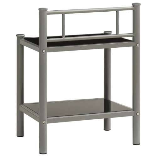 Noćni ormarić sivo-crni 45 x 34,5 x 60,5 cm od metala i stakla - Siva i crna 1 Cijena