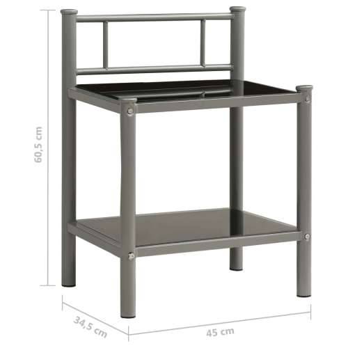 Noćni ormarić sivo-crni 45 x 34,5 x 60,5 cm od metala i stakla - Siva i crna 1 Cijena