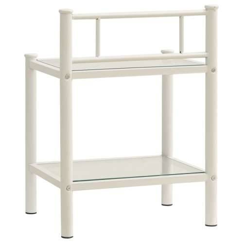 Noćni ormarić bijeli/prozirni 45x34,5x60 cm od metala i stakla Bijela i prozirna 1 Cijena