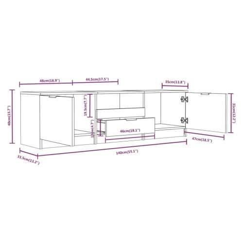 TV ormarić boja betona 140x35x40 cm od konstruiranog drva - Beton siva 1 Cijena