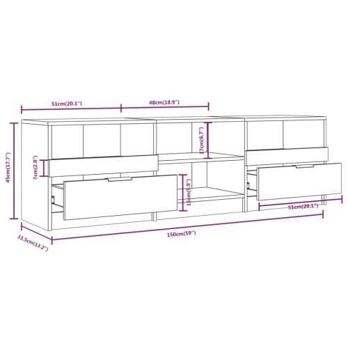 TV ormarić bijeli 150x33,5x45 cm od konstruiranog drva - Bijela 1 Cijena