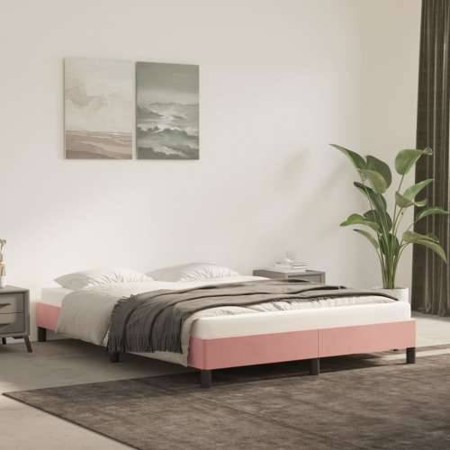 Okvir za krevet ružičasti 140x200 cm baršunasti