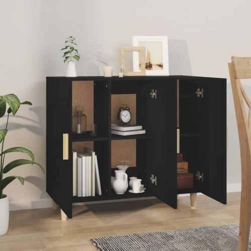 Komoda crna 90x34x80 cm od konstruiranog drva - Crna 1 Cijena