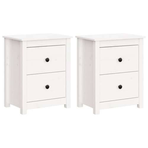 Noćni ormarići 2 kom bijeli 50x35x61,5 cm od masivne borovine - Bijela 2 Cijena