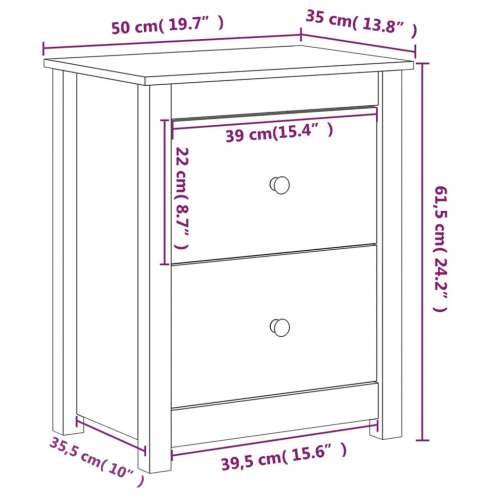 Noćni ormarić boja meda 50x35x61,5 cm od masivne borovine - boja meda 1 Cijena