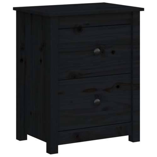 Noćni ormarić crni 50x35x61,5 cm od masivne borovine - Crna 1 Cijena