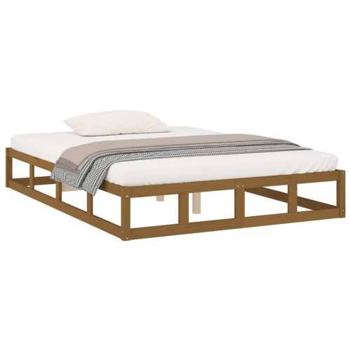 Okvir za krevet smeđa boja meda 120 x 200 cm od masivnog drva Cijena