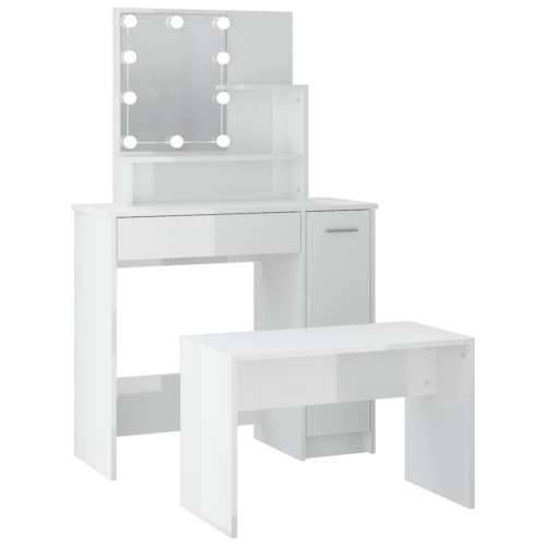 Set toaletnog stolića LED sjajni bijeli od konstruiranog drva Cijena