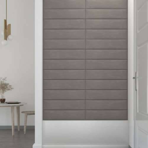 Zidne ploče baršunaste 12 kom svjetlosive 60 x 15 cm 1,08 m² - Svjetlosiva 60 x 15 cm 12 Pravokutno Cijena