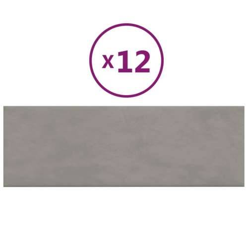 Zidne ploče 12 kom svjetlosive 90 x 30 cm baršunaste 3,24 m² - Svjetlosiva 90 x 30 cm 12 Pravokutno Cijena