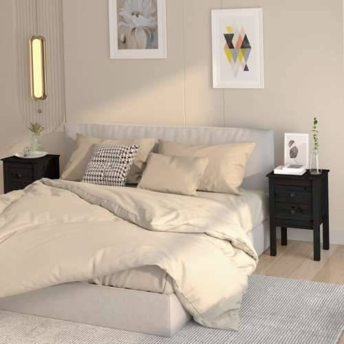 Noćni ormarići 2 kom Crno 40x35x61,5 cm od masivne borovine - Crna 2 Cijena