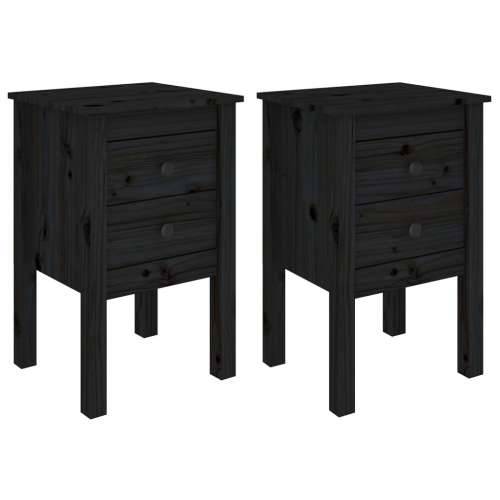 Noćni ormarići 2 kom Crno 40x35x61,5 cm od masivne borovine - Crna 2 Cijena