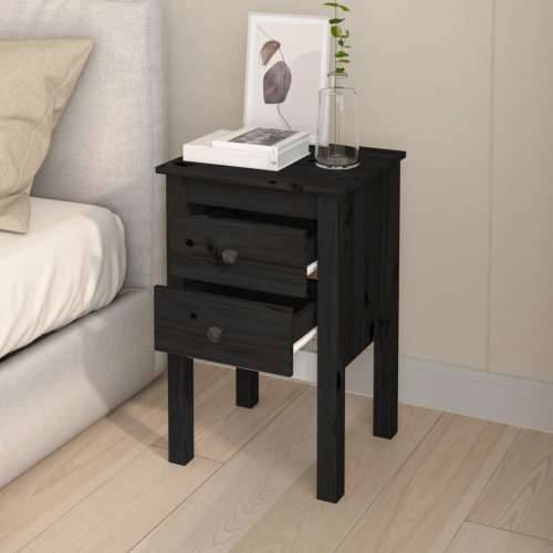 Noćni ormarići 2 kom Crno 40x35x61,5 cm od masivne borovine - Crna 2 Cijena